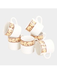 Hitech Sales 120 ml Stoneware Cup Set of 6 White | Durable & Microwave Safe | Set for Tea/Coffee Elegant Design
