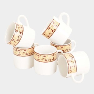 Hitech Sales 120 ml Stoneware Cup Set of 6 White | Durable & Microwave Safe | Set for Tea/Coffee Elegant Design