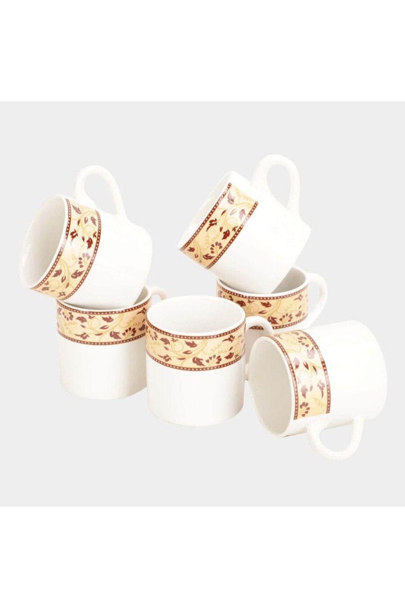Hitech Sales 120 ml Stoneware Cup Set of 6 White | Durable & Microwave Safe | Set for Tea/Coffee Elegant Design