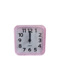 Alarm Clock Compact Pink Square Quartz – 3.48 Inch Silent Desk/Table Clock for Bedroom, Study & Travel