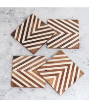 Modern Handcrafted Wooden Coasters – Set of 4 | Stylish Drink Mats for Tea, Coffee & Beverages | Durable Table Coaster Set for Home & Office Décor