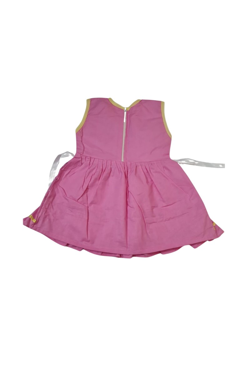Cotton Sleeveless Baby Girl Frock for 0-9 Months – Soft & Comfortable Dress for Newborns & Infants (2, Pink)