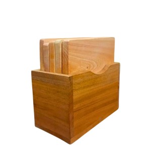 Wooden Square Coaster Set with Holder | Premium Solid Wood Tea & Coffee Coasters for Hot & Cold Drinks, Table Protection | Set of 5 (Squre) Wooden Square Coaster Set with Holder | Premium Solid Wood Tea & Coffee Coasters for Hot & Cold Drinks, Table Protection | Set of 5 (Squre)