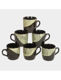 Hitech Sales 120 ml Stoneware Cup Set of 6 Black | Durable & Microwave Safe | Set for Tea/Coffee Elegant Design