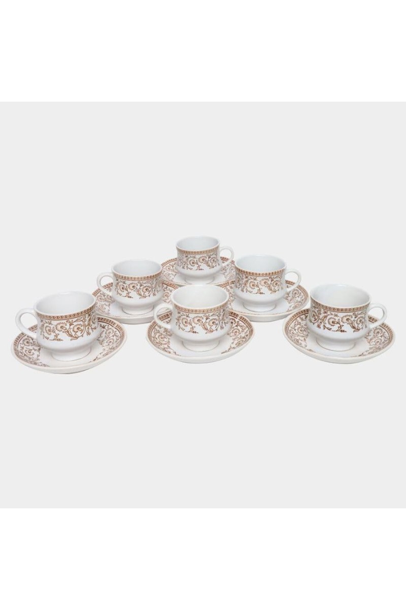 Hitech Sales 160 ml Stoneware Cup & Saucer Set White | Microwave Safe Ceramic Cup | Ideal for Daily Use