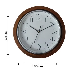 Round Brown Color Clock with Black Numbers | Silent Sweep Quartz Movement | Decorative Wall Clock for Home, Office, and Living Room | Length-Breadth-Height 30cm x 30cm x 1.5cm Round Brown Color Clock with Black Numbers | Silent Sweep Quartz Movement | Decorative Wall Clock for Home, Office, and Living Room | Length-Breadth-Height 30cm x 30cm x 1.5cm