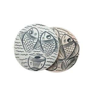 Handcrafted Wooden Tea Coasters Set of 2 | Round Fish Design Drink Coasters for Coffee, Tea & Table Décor (Round) Handcrafted Wooden Tea Coasters Set of 2 | Round Fish Design Drink Coasters for Coffee, Tea & Table Décor (Round)