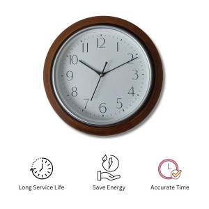 Round Brown Color Clock with Black Numbers | Silent Sweep Quartz Movement | Decorative Wall Clock for Home, Office, and Living Room | Length-Breadth-Height 30cm x 30cm x 1.5cm Round Brown Color Clock with Black Numbers | Silent Sweep Quartz Movement | Decorative Wall Clock for Home, Office, and Living Room | Length-Breadth-Height 30cm x 30cm x 1.5cm