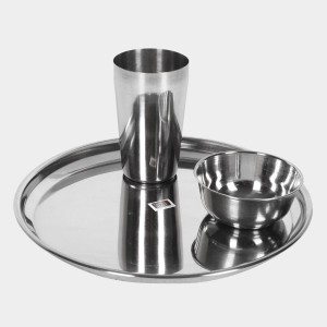 Steel Meal Set Bowl: 9 X 4 cm, Plate: 25 cm Dia., Tumbler: 7 X 11 cm, 1Bowl, 1Plate, 1Tumbler Steel Meal Set Bowl: 9 X 4 cm, Plate: 25 cm Dia., Tumbler: 7 X 11 cm, 1Bowl, 1Plate, 1Tumbler