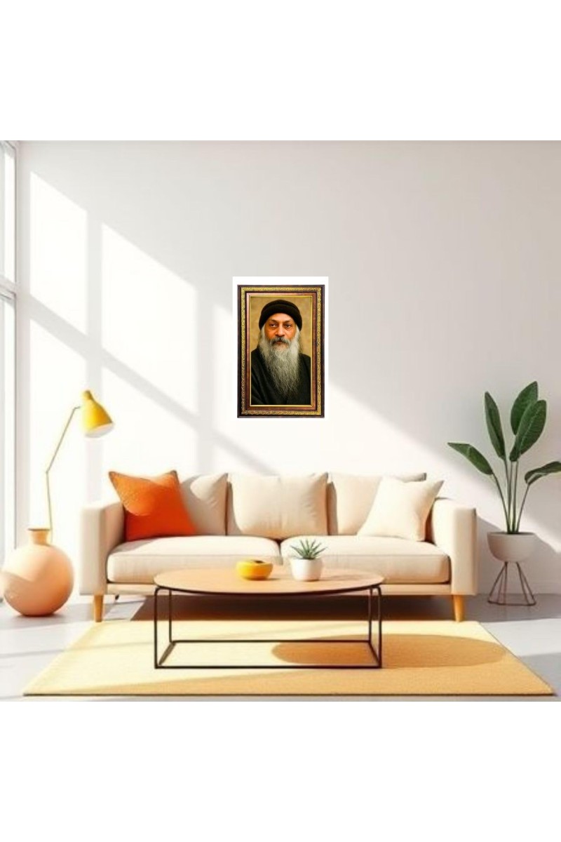 Osho Digital Golden Balck Color Photo Frame | Hindu Religious Wall Decor | 16x22 Inches - Inspirational Wall Art for Office, Home Decor - Ideal Spiritual Gift (F16606)
