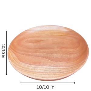 Round Segun Wood Serving Plate – 10 x 10 Inch | Natural Handcrafted Wooden Platter for Dining, Kitchen & Home Decor
