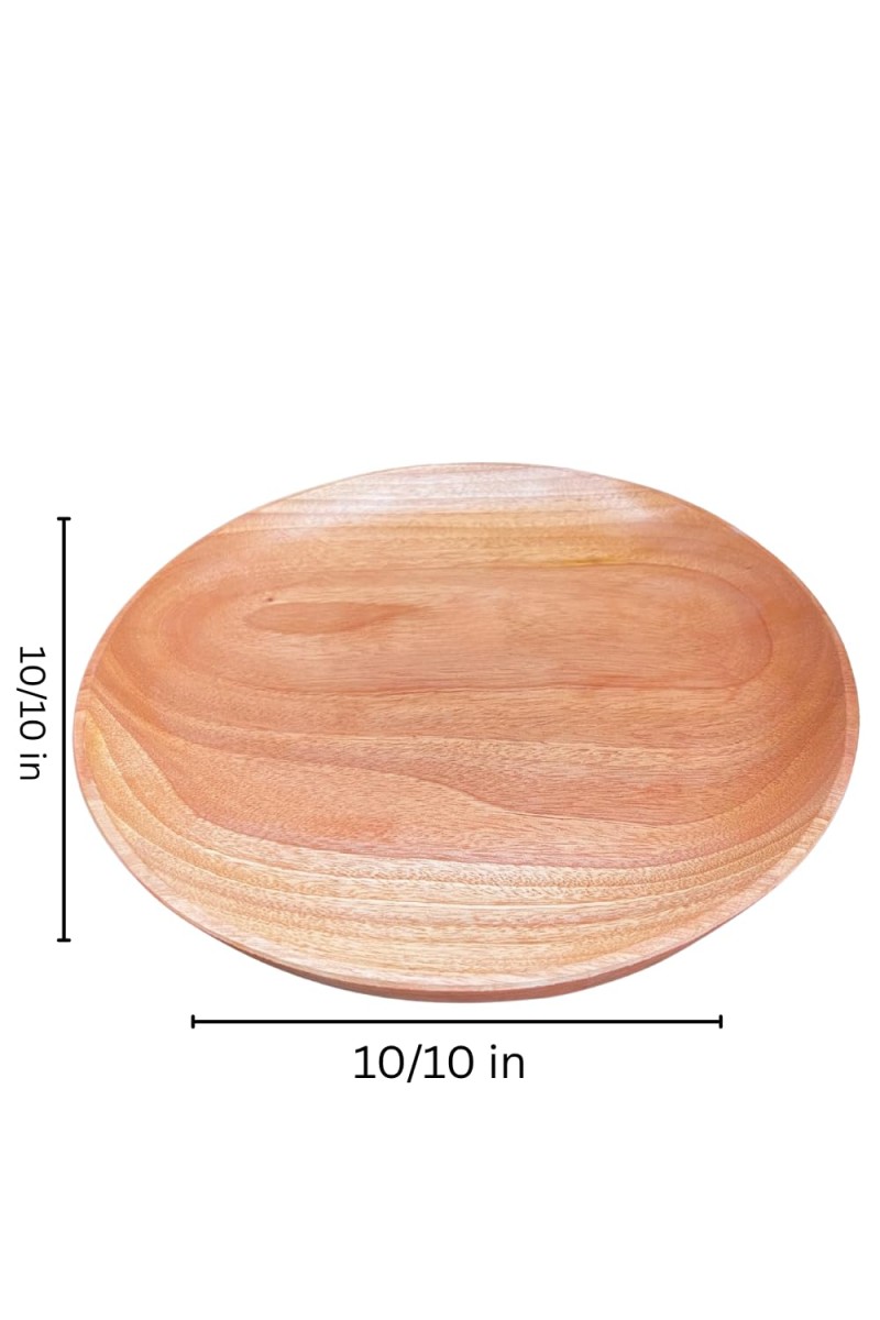 Round Segun Wood Serving Plate – 10 x 10 Inch | Natural Handcrafted Wooden Platter for Dining, Kitchen & Home Decor
