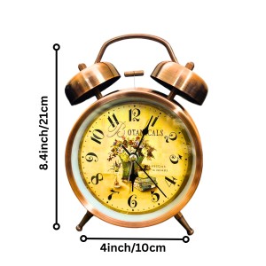 Vintage Twin Bell Alarm Clock for Bedroom | Retro Analog Table Clock with Loud Ring, Classic Dial & Metal Body | Battery Operated Decorative Bedside Clock for Home & Office (Vintage Copper Brown) Vintage Twin Bell Alarm Clock for Bedroom | Retro Analog Table Clock with Loud Ring, Classic Dial & Metal Body | Battery Operated Decorative Bedside Clock for Home & Office (Vintage Copper Brown)