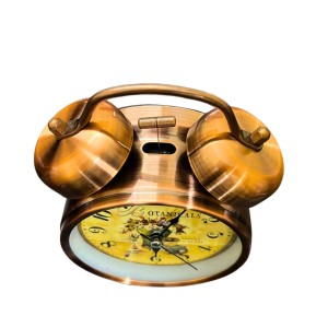 Vintage Twin Bell Alarm Clock for Bedroom | Retro Analog Table Clock with Loud Ring, Classic Dial & Metal Body | Battery Operated Decorative Bedside Clock for Home & Office (Vintage Copper Brown) Vintage Twin Bell Alarm Clock for Bedroom | Retro Analog Table Clock with Loud Ring, Classic Dial & Metal Body | Battery Operated Decorative Bedside Clock for Home & Office (Vintage Copper Brown)