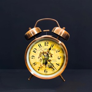 Vintage Twin Bell Alarm Clock for Bedroom | Retro Analog Table Clock with Loud Ring, Classic Dial & Metal Body | Battery Operated Decorative Bedside Clock for Home & Office (Vintage Copper Brown) Vintage Twin Bell Alarm Clock for Bedroom | Retro Analog Table Clock with Loud Ring, Classic Dial & Metal Body | Battery Operated Decorative Bedside Clock for Home & Office (Vintage Copper Brown)