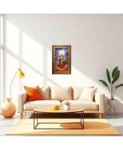 Durga Matha Digital Golden Balck Color Photo Frame | Hindu Religious Wall Decor | 10x16 Inches - Inspirational Wall Art for Office, Home Decor - Ideal Spiritual Gift (F16893)