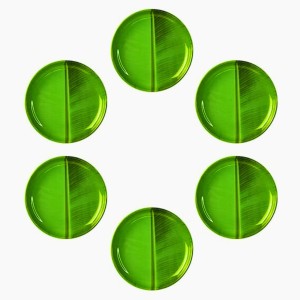 Round Plate | Banana Green Leaf Design Serving Plate for Puja, Prasad & Traditional Dining Festive & Daily Use (Set of 6). Round Plate | Banana Green Leaf Design Serving Plate for Puja, Prasad & Traditional Dining Festive & Daily Use (Set of 6).