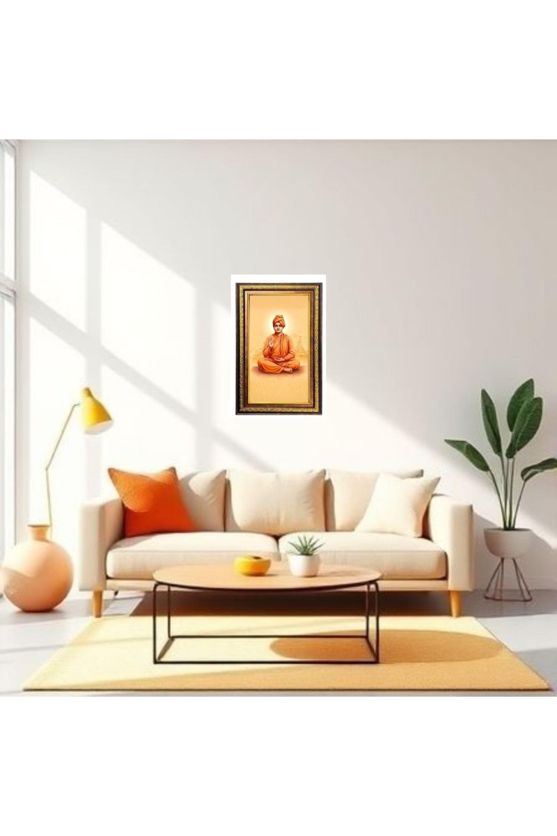 Swami Vivekananda Digital Golden Balck Color Photo Frame | Hindu Religious Wall Decor | 16x22 Inches - Inspirational Wall Art for Office, Home Decor - Ideal Spiritual Gift (F16950)