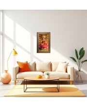 Goddess Laskhmi Digital Golden Balck Color Photo Frame | Hindu Religious Wall Decor | 10x16 Inches - Inspirational Wall Art for Office, Home Decor - Ideal Spiritual Gift (F16503)