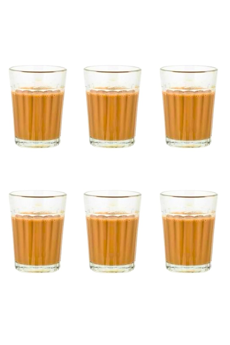 Small Tea Glass Set of 6 | Chai, Milk & Coffee Drinking Glasses | Clear Transparent Durable Glass Tumblers for Home, Kitchen & Office Use.