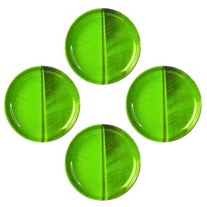 Round Plate | Banana Green Leaf Design Serving Plate for Puja, Prasad & Traditional Dining Festive & Daily Use (Set of 4). Round Plate | Banana Green Leaf Design Serving Plate for Puja, Prasad & Traditional Dining Festive & Daily Use (Set of 4).