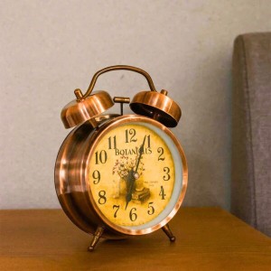 Vintage Twin Bell Alarm Clock for Bedroom | Retro Analog Table Clock with Loud Ring, Classic Dial & Metal Body | Battery Operated Decorative Bedside Clock for Home & Office (Vintage Copper Brown) Vintage Twin Bell Alarm Clock for Bedroom | Retro Analog Table Clock with Loud Ring, Classic Dial & Metal Body | Battery Operated Decorative Bedside Clock for Home & Office (Vintage Copper Brown)