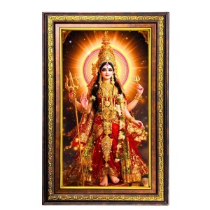Durga Matha Digital Golden Balck Color Photo Frame | Hindu Religious Wall Decor | 12x18 Inches - Inspirational Wall Art for Office, Home Decor - Ideal Spiritual Gift (F16892)