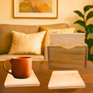 Wooden Square Coaster Set with Holder | Premium Solid Wood Tea & Coffee Coasters for Hot & Cold Drinks, Table Protection | Set of 5 (Squre) Wooden Square Coaster Set with Holder | Premium Solid Wood Tea & Coffee Coasters for Hot & Cold Drinks, Table Protection | Set of 5 (Squre)