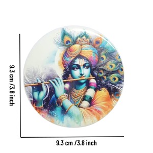 Stainless Steel Round Krishna Fridge Magnet | Decorative Spiritual Refrigerator Magnet for Home & Office | Pack of 2 Stainless Steel Round Krishna Fridge Magnet | Decorative Spiritual Refrigerator Magnet for Home & Office | Pack of 2