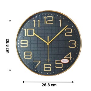 Round Golden Color Clock with Gold Numbers | Silent Sweep Quartz Movement | Decorative Wall Clock for Home, Office, and Living Room | Include One Battery (26.8 x 26.8 x 4.2cm) Round Golden Color Clock with Gold Numbers | Silent Sweep Quartz Movement | Decorative Wall Clock for Home, Office, and Living Room | Include One Battery (26.8 x 26.8 x 4.2cm)