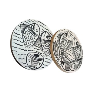 Handcrafted Wooden Tea Coasters Set of 2 | Round Fish Design Drink Coasters for Coffee, Tea & Table Décor (Round) Handcrafted Wooden Tea Coasters Set of 2 | Round Fish Design Drink Coasters for Coffee, Tea & Table Décor (Round)
