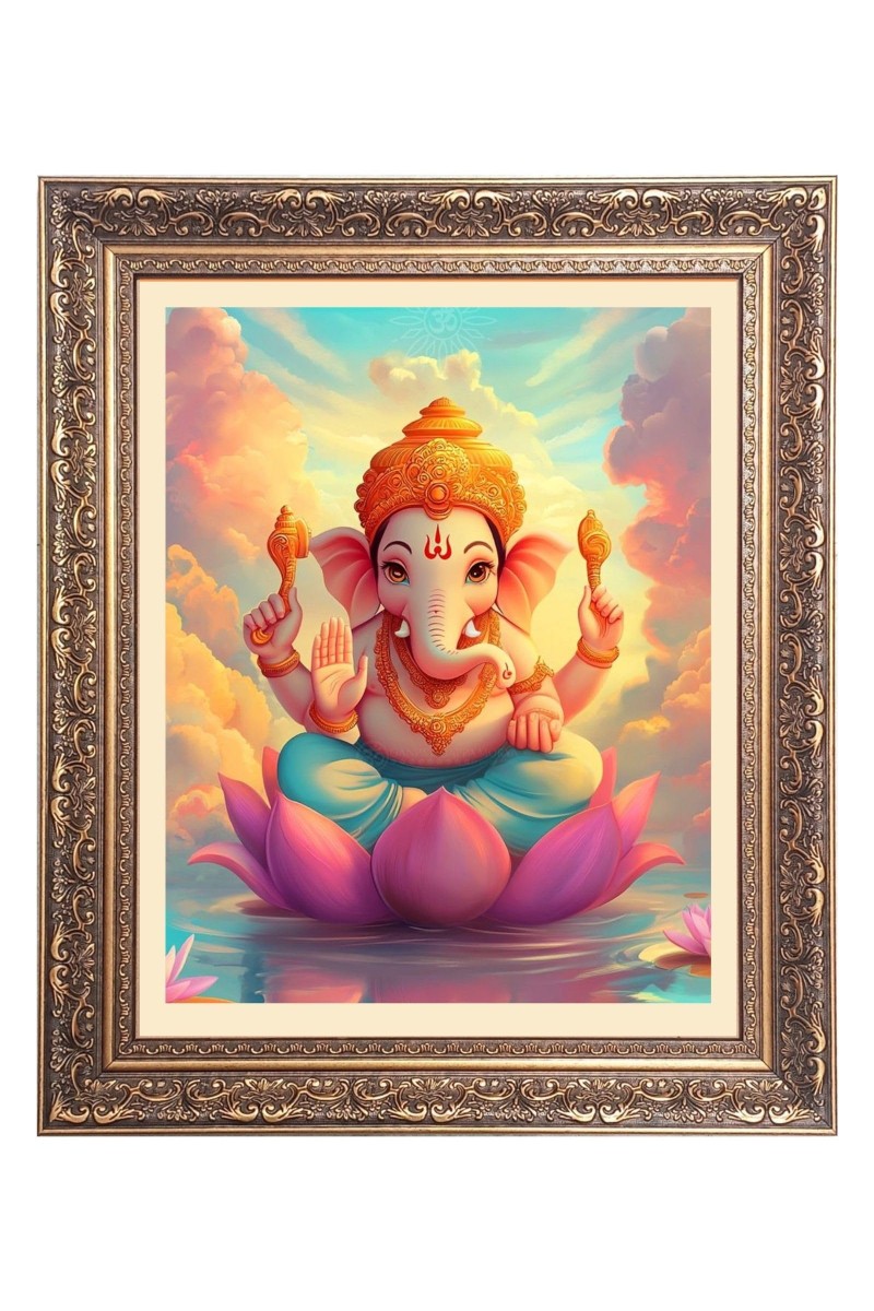 Sri Ganeshiji Big Photo Frame - 18x22 Inches for Home & Office Decoration