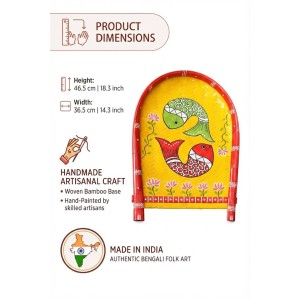 Handcrafted Bamboo Kulo Wall Decor with Hand-Painted Fish Art | Traditional Bengali Folk Art Decorative Bamboo Soop | Eco-Friendly Wall Hanging for Living Room, Entrance, Office & Home Décor Handcrafted Bamboo Kulo Wall Decor with Hand-Painted Fish Art | Traditional Bengali Folk Art Decorative Bamboo Soop | Eco-Friendly Wall Hanging for Living Room, Entrance, Office & Home Décor