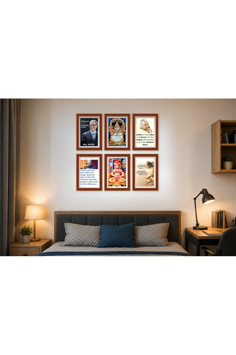 Pack Of 6 Laminated A4 Wall Posters | Spiritual, Motivational & Inspirational Designs | 250 GSM Photo Paper | Water-Resistant | Double-Sided Tape (F38977)