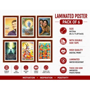 Pack Of 6 Laminated A4 Wall Posters | Spiritual, Motivational & Inspirational Designs | 250 GSM Photo Paper | Water-Resistant | Double-Sided Tape (F39004)