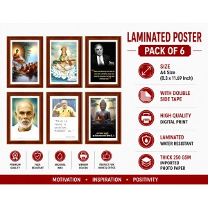 Pack Of 6 Laminated A4 Wall Posters | Spiritual, Motivational & Inspirational Designs | 250 GSM Photo Paper | Water-Resistant | Double-Sided Tape (F39041) Pack Of 6 Laminated A4 Wall Posters | Spiritual, Motivational & Inspirational Designs | 250 GSM Photo Paper | Water-Resistant | Double-Sided Tape (F39041)