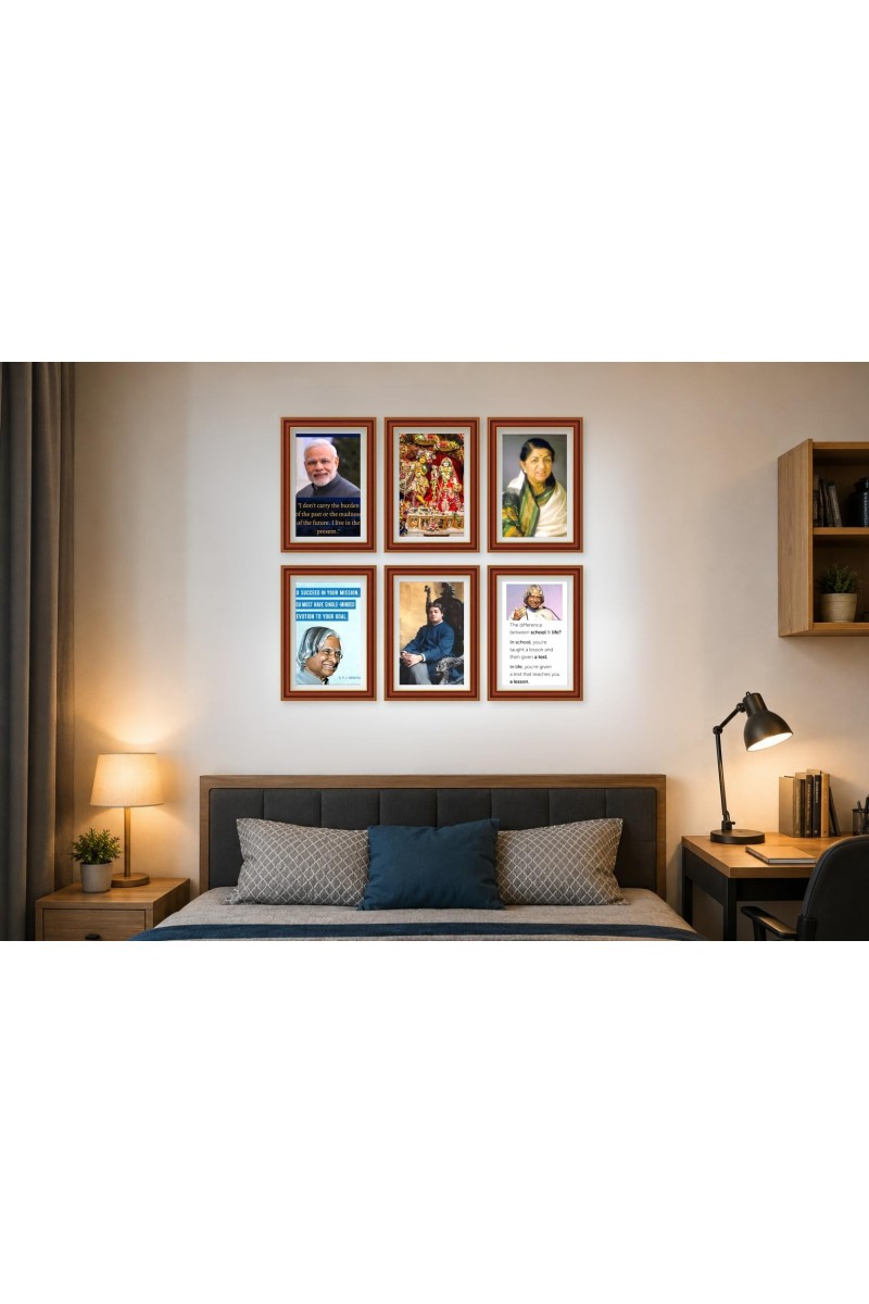 Pack Of 6 Laminated A4 Wall Posters | Spiritual, Motivational & Inspirational Designs | 250 GSM Photo Paper | Water-Resistant | Double-Sided Tape (F39304)