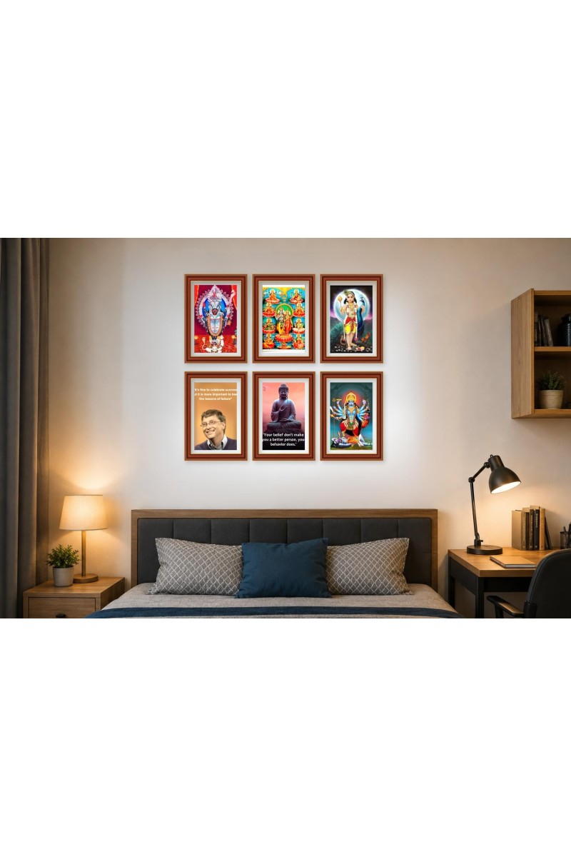 Pack Of 6 Laminated A4 Wall Posters | Spiritual, Motivational & Inspirational Designs | 250 GSM Photo Paper | Water-Resistant | Double-Sided Tape (F39273)