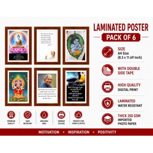 Pack Of 6 Laminated A4 Wall Posters | Spiritual, Motivational & Inspirational Designs | 250 GSM Photo Paper | Water-Resistant | Double-Sided Tape (F39437) Pack Of 6 Laminated A4 Wall Posters | Spiritual, Motivational & Inspirational Designs | 250 GSM Photo Paper | Water-Resistant | Double-Sided Tape (F39437)