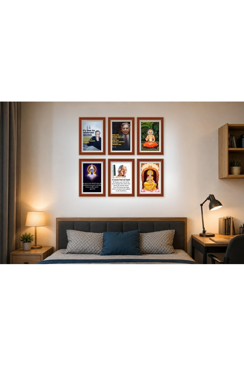 Pack Of 6 Laminated A4 Wall Posters | Spiritual, Motivational & Inspirational Designs | 250 GSM Photo Paper | Water-Resistant | Double-Sided Tape (F39104)