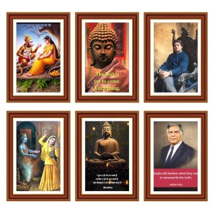 Pack Of 6 Laminated A4 Wall Posters | Spiritual, Motivational & Inspirational Designs | 250 GSM Photo Paper | Water-Resistant | Double-Sided Tape (F39046)
