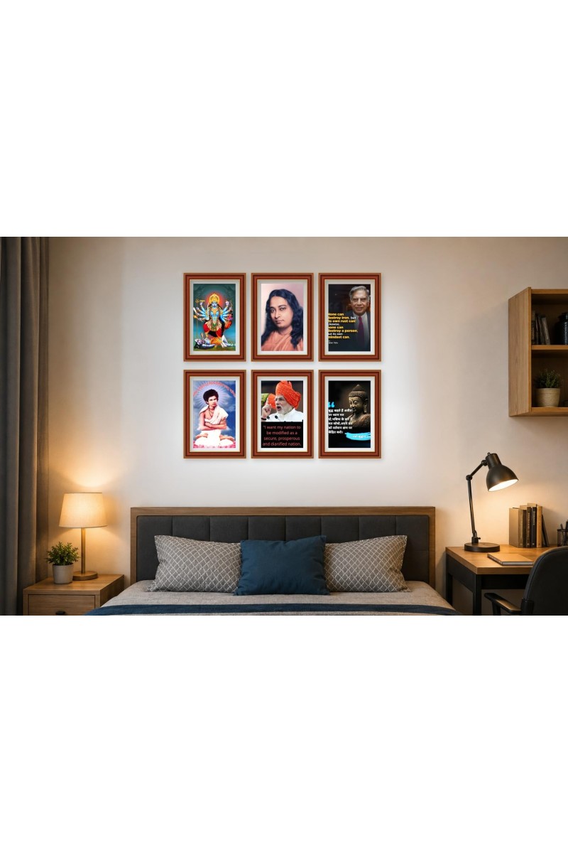 Pack Of 6 Laminated A4 Wall Posters | Spiritual, Motivational & Inspirational Designs | 250 GSM Photo Paper | Water-Resistant | Double-Sided Tape (F39269)