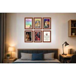Pack Of 6 Laminated A4 Wall Posters | Spiritual, Motivational & Inspirational Designs | 250 GSM Photo Paper | Water-Resistant | Double-Sided Tape (F39318)