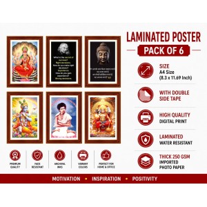 Pack Of 6 Laminated A4 Wall Posters | Spiritual, Motivational & Inspirational Designs | 250 GSM Photo Paper | Water-Resistant | Double-Sided Tape (F38968) Pack Of 6 Laminated A4 Wall Posters | Spiritual, Motivational & Inspirational Designs | 250 GSM Photo Paper | Water-Resistant | Double-Sided Tape (F38968)