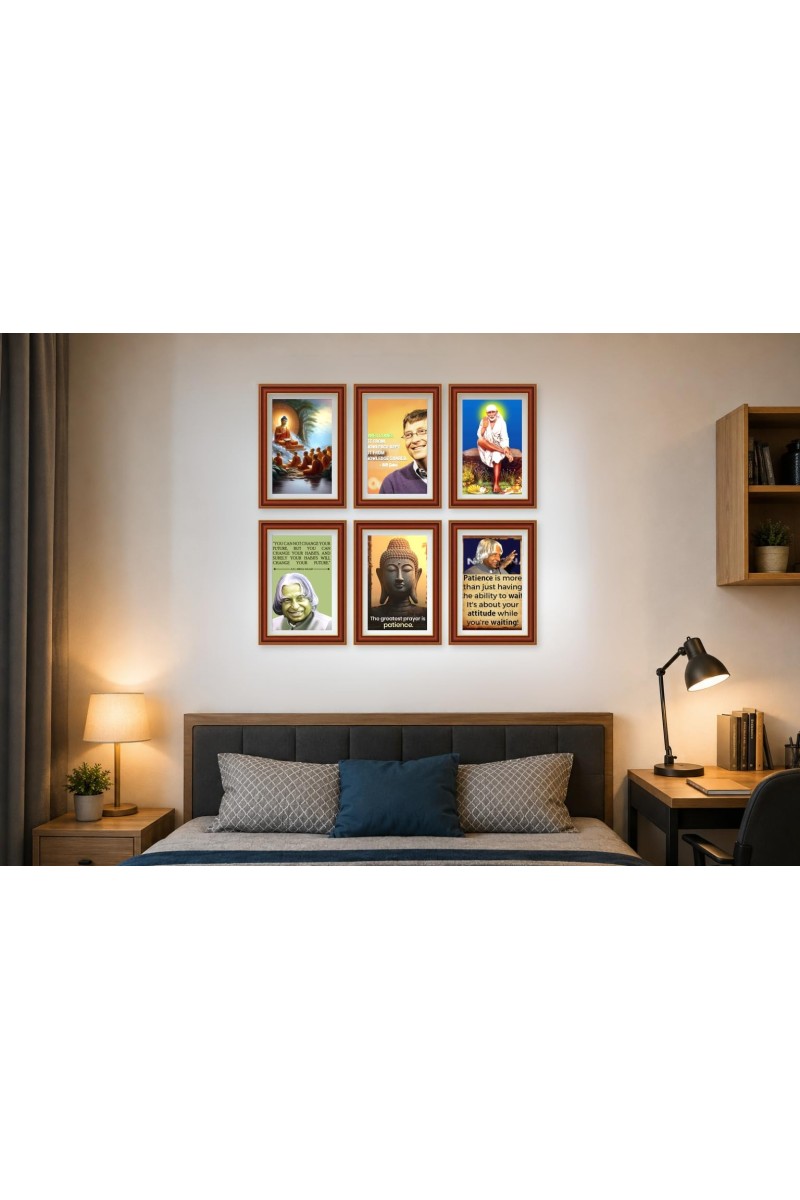 Pack Of 6 Laminated A4 Wall Posters | Spiritual, Motivational & Inspirational Designs | 250 GSM Photo Paper | Water-Resistant | Double-Sided Tape (F39390)