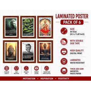 Pack Of 6 Laminated A4 Wall Posters | Spiritual, Motivational & Inspirational Designs | 250 GSM Photo Paper | Water-Resistant | Double-Sided Tape (F39418) Pack Of 6 Laminated A4 Wall Posters | Spiritual, Motivational & Inspirational Designs | 250 GSM Photo Paper | Water-Resistant | Double-Sided Tape (F39418)