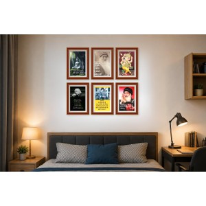 Pack Of 6 Laminated A4 Wall Posters | Spiritual, Motivational & Inspirational Designs | 250 GSM Photo Paper | Water-Resistant | Double-Sided Tape (F39035)