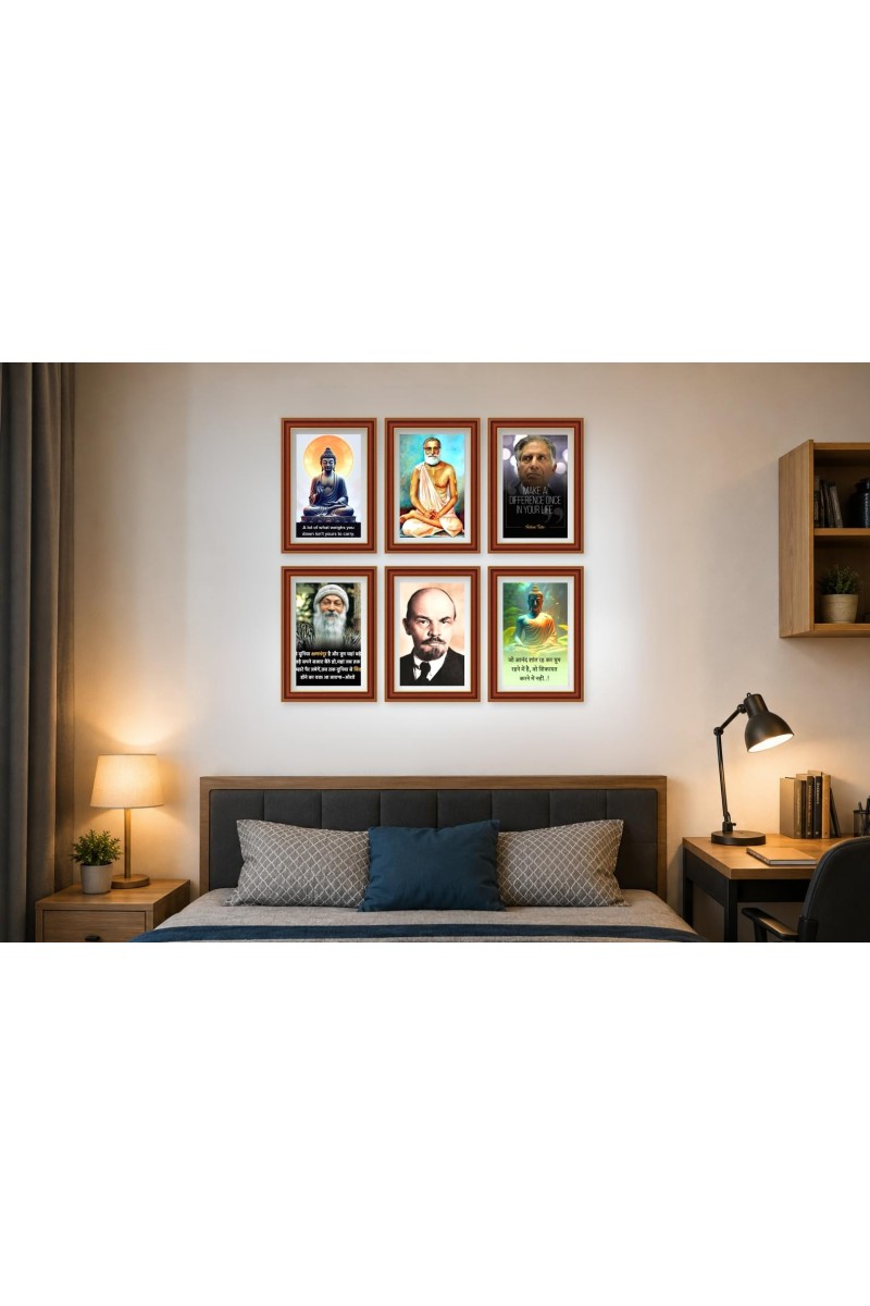 Pack Of 6 Laminated A4 Wall Posters | Spiritual, Motivational & Inspirational Designs | 250 GSM Photo Paper | Water-Resistant | Double-Sided Tape (F39278)
