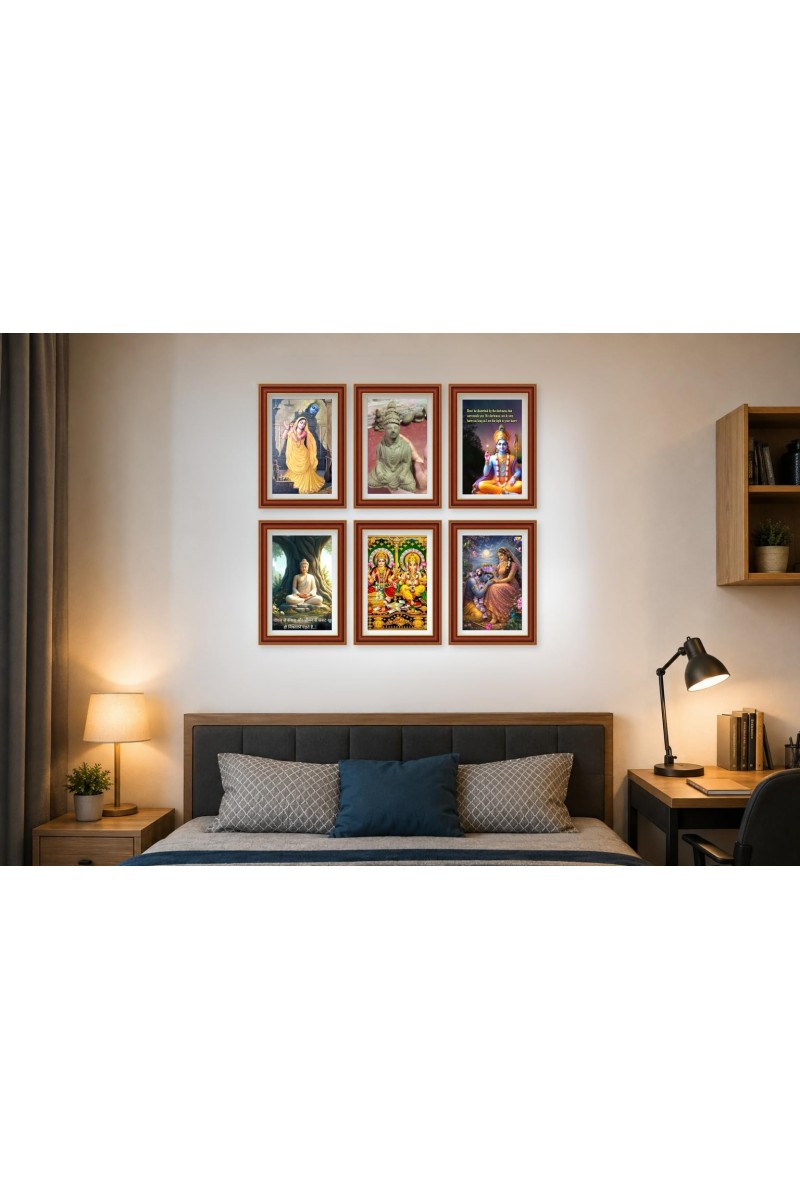 Pack Of 6 Laminated A4 Wall Posters | Spiritual, Motivational & Inspirational Designs | 250 GSM Photo Paper | Water-Resistant | Double-Sided Tape (F39398)
