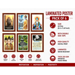 Pack Of 6 Laminated A4 Wall Posters | Spiritual, Motivational & Inspirational Designs | 250 GSM Photo Paper | Water-Resistant | Double-Sided Tape (F39170) Pack Of 6 Laminated A4 Wall Posters | Spiritual, Motivational & Inspirational Designs | 250 GSM Photo Paper | Water-Resistant | Double-Sided Tape (F39170)